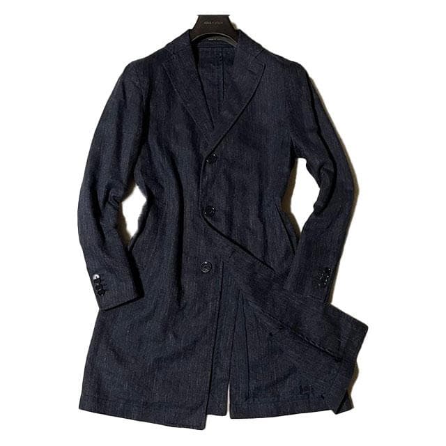 専用【伊】タリアトーレ ヘリンボーンチェスターコート 44 アズーロネイビー美品