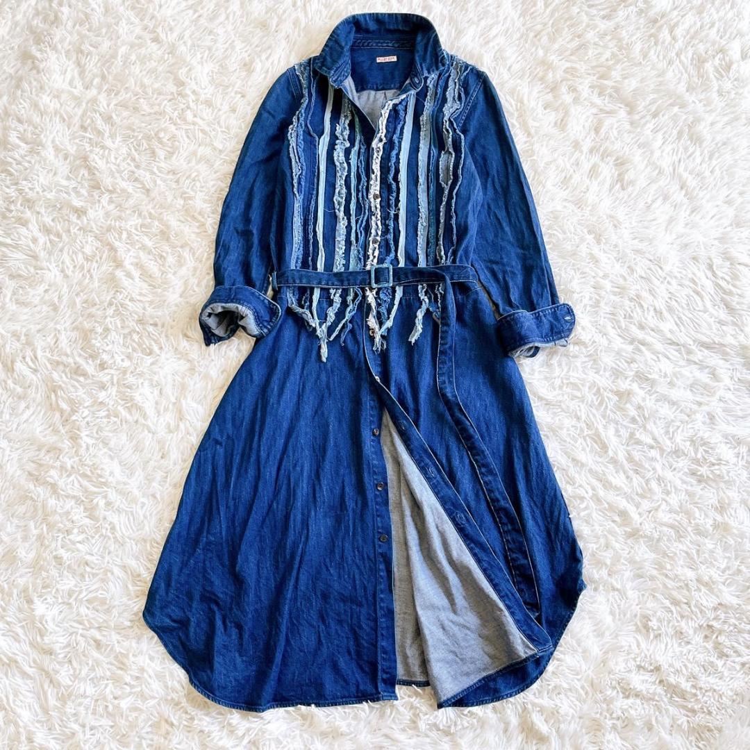 ＊美品【キャピタル】インディゴシャツワンピース　ホーボードレス　ベルト　0