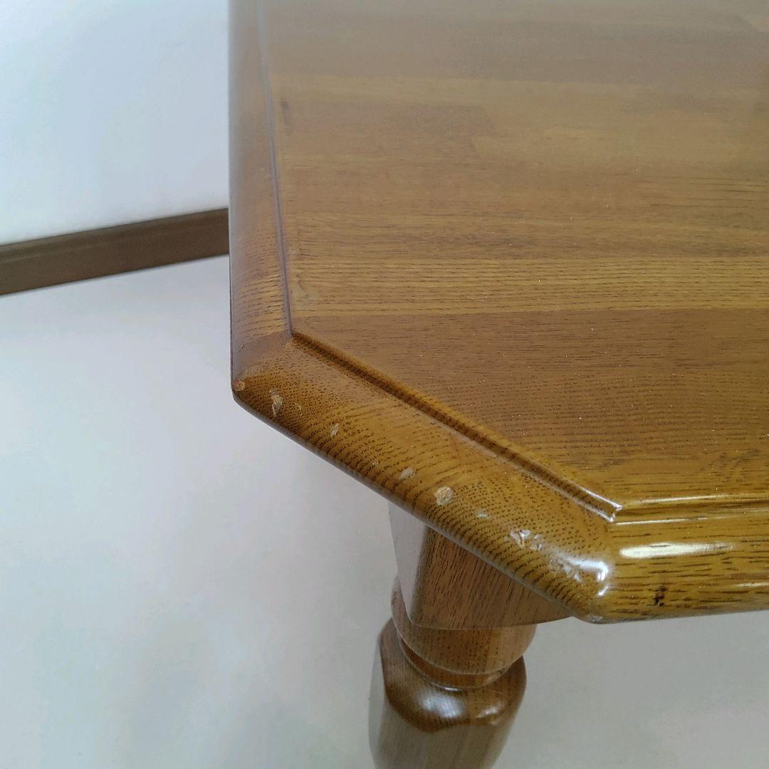 カントリー家具 オーク材 センターテーブル 天然木 オーク材 八角形 ろくろ脚