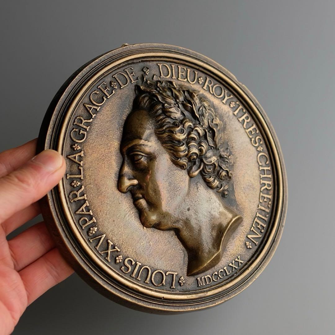 フランス ルイ15世高浮彫 メダル レプリカ彫刻 アンティーク風 ヴィンテージ