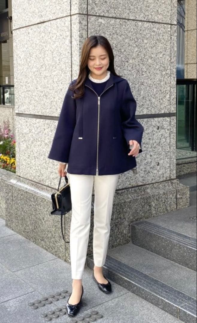 エムプルミエ ❤︎ トリプルクロスフーディショートコート ネイビー34