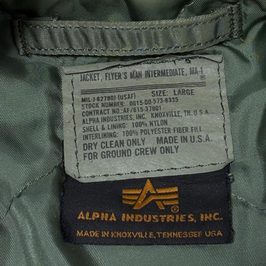 90s USA製 ALPHA MA-1 グランドクルー カーキ オリーブ