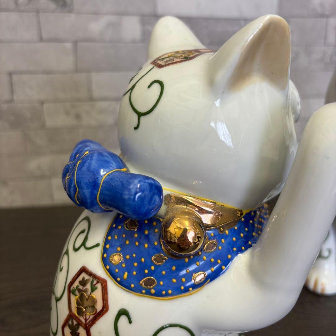美品 伊万里焼 招き猫一対 陶器 置物
