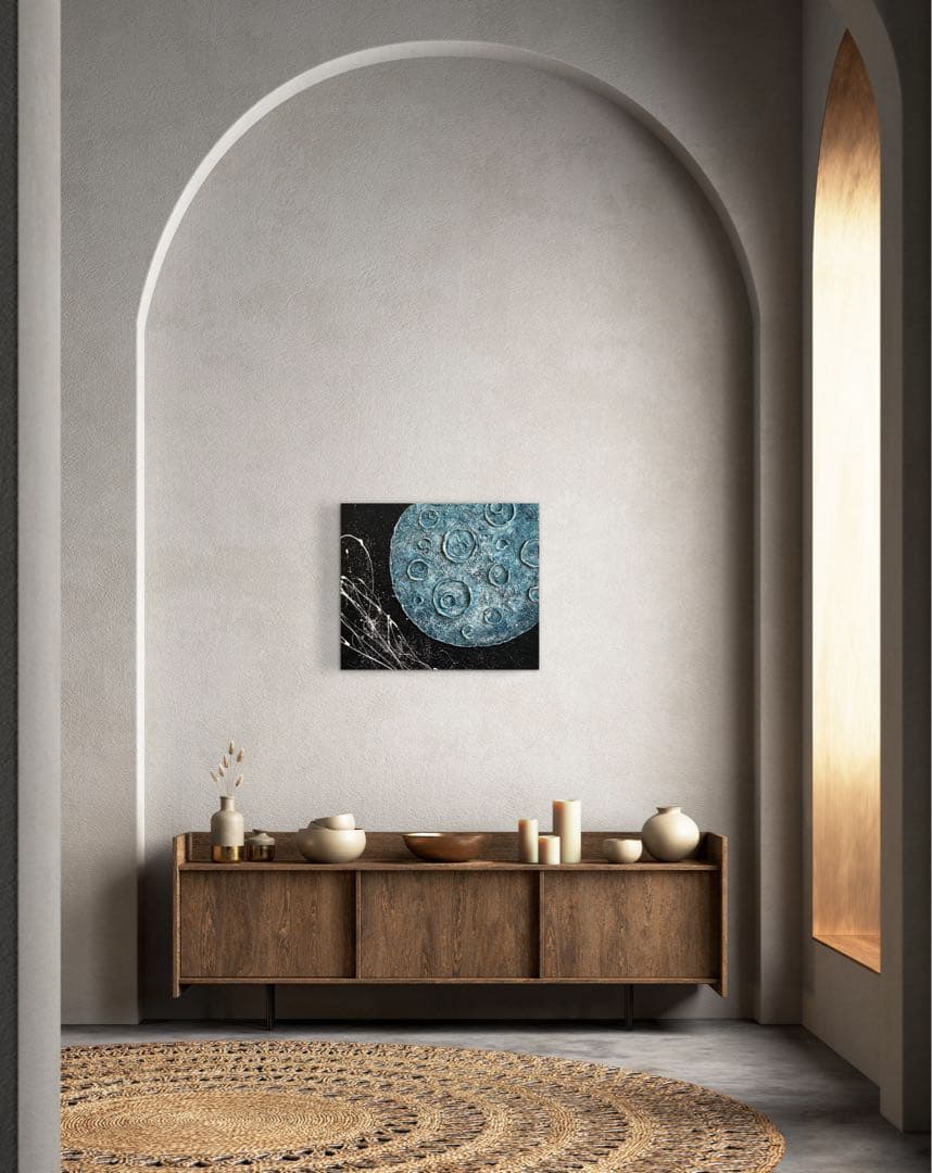 現代アート　45.5×38㎝　月　モダン　アートパネル　インテリア　抽象画