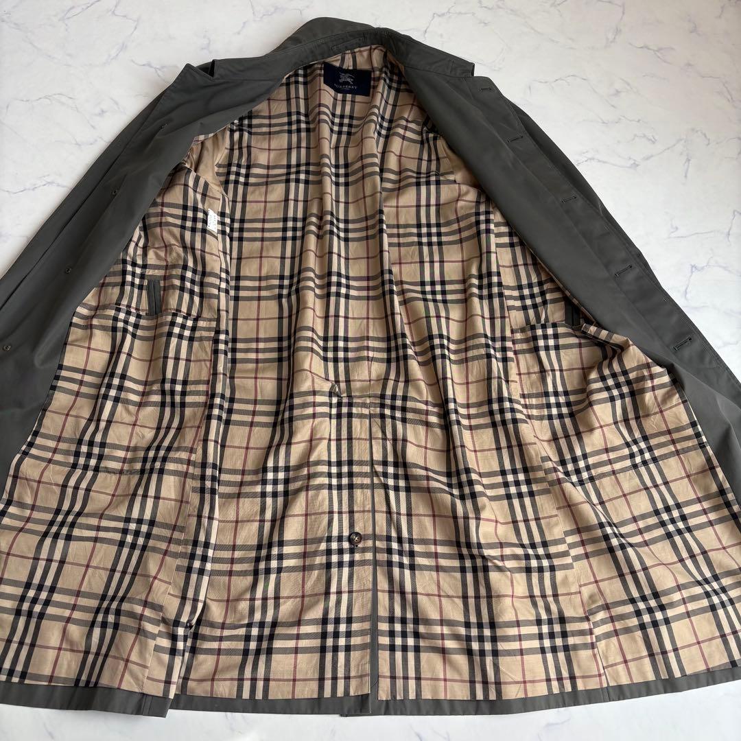 極美品 バーバリー ロンドン ステンカラーコート カーキ ノバチェック XL