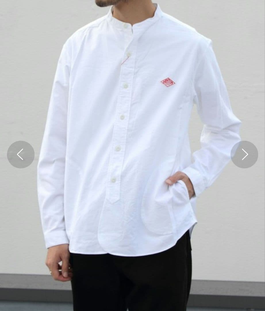 超人気★DANTON　ダントン　YOXバンドカラーシャツ　1.3万　L　ホワイト