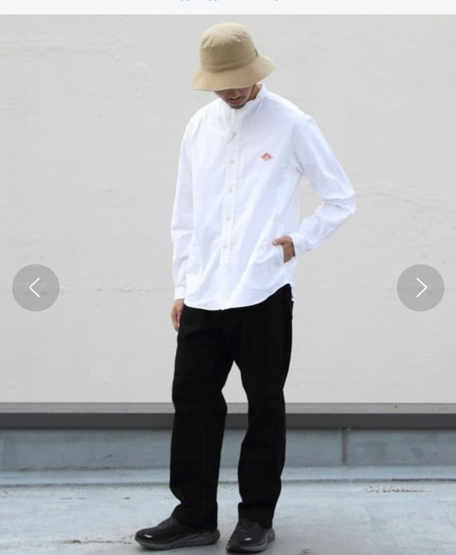 超人気★DANTON　ダントン　YOXバンドカラーシャツ　1.3万　L　ホワイト