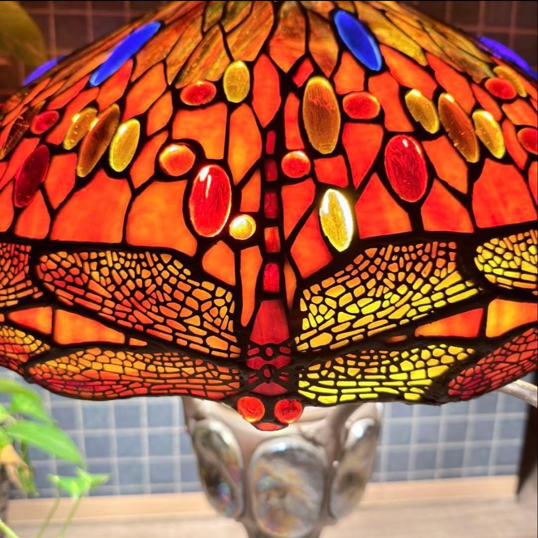 【特大68cm】最高級ステンドグラスランプ ティファニー調トンボ フロアスタンド
