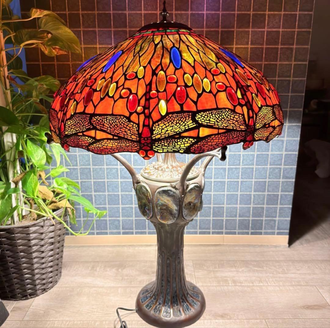 【特大68cm】最高級ステンドグラスランプ ティファニー調トンボ フロアスタンド