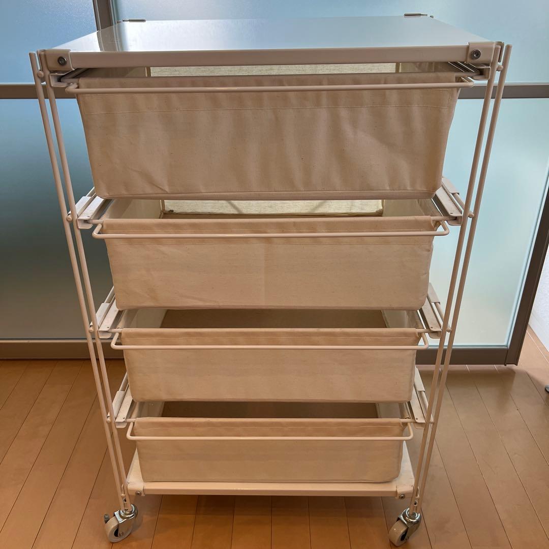 無印・スチールユニットシェルフ帆布バスケットセット幅56ｃｍタイプ・ライトグレー