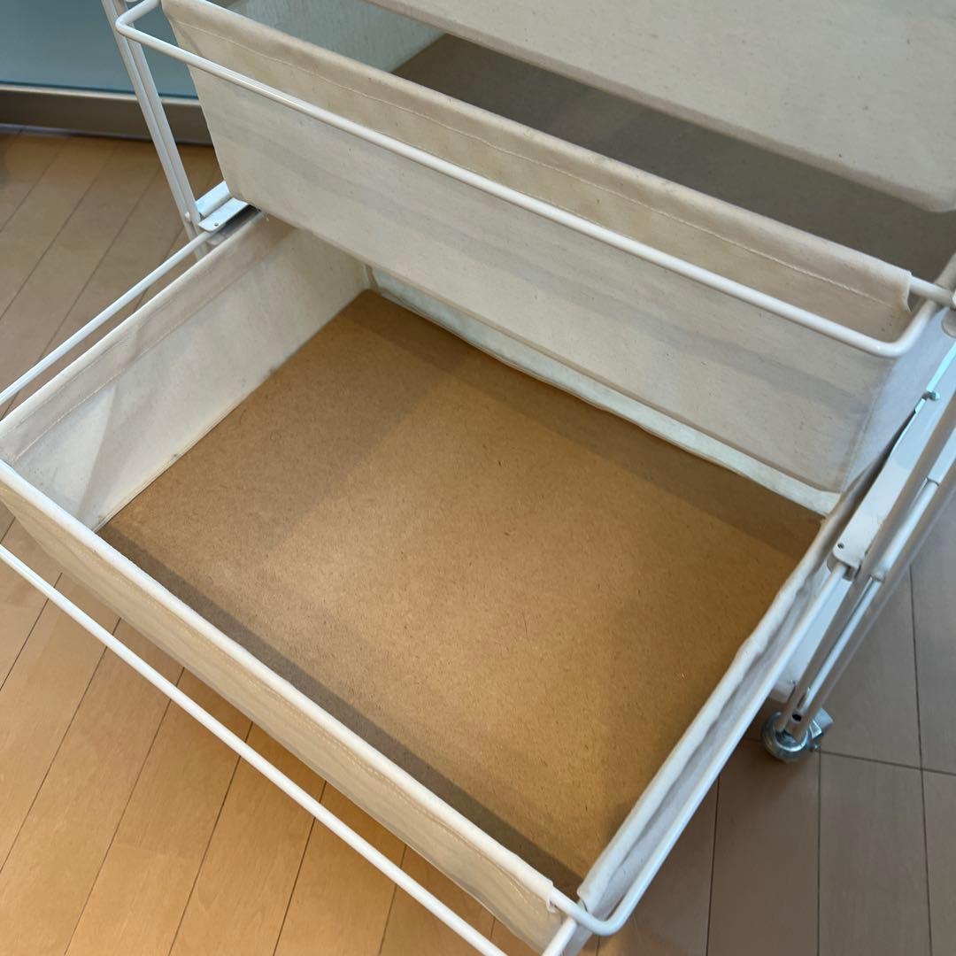 無印・スチールユニットシェルフ帆布バスケットセット幅56ｃｍタイプ・ライトグレー