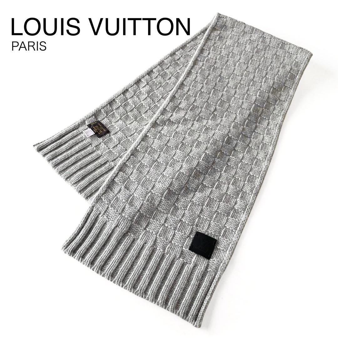《未使用品》ルイヴィトン カシミヤ100% マフラー ストール ダミエ LVロゴ