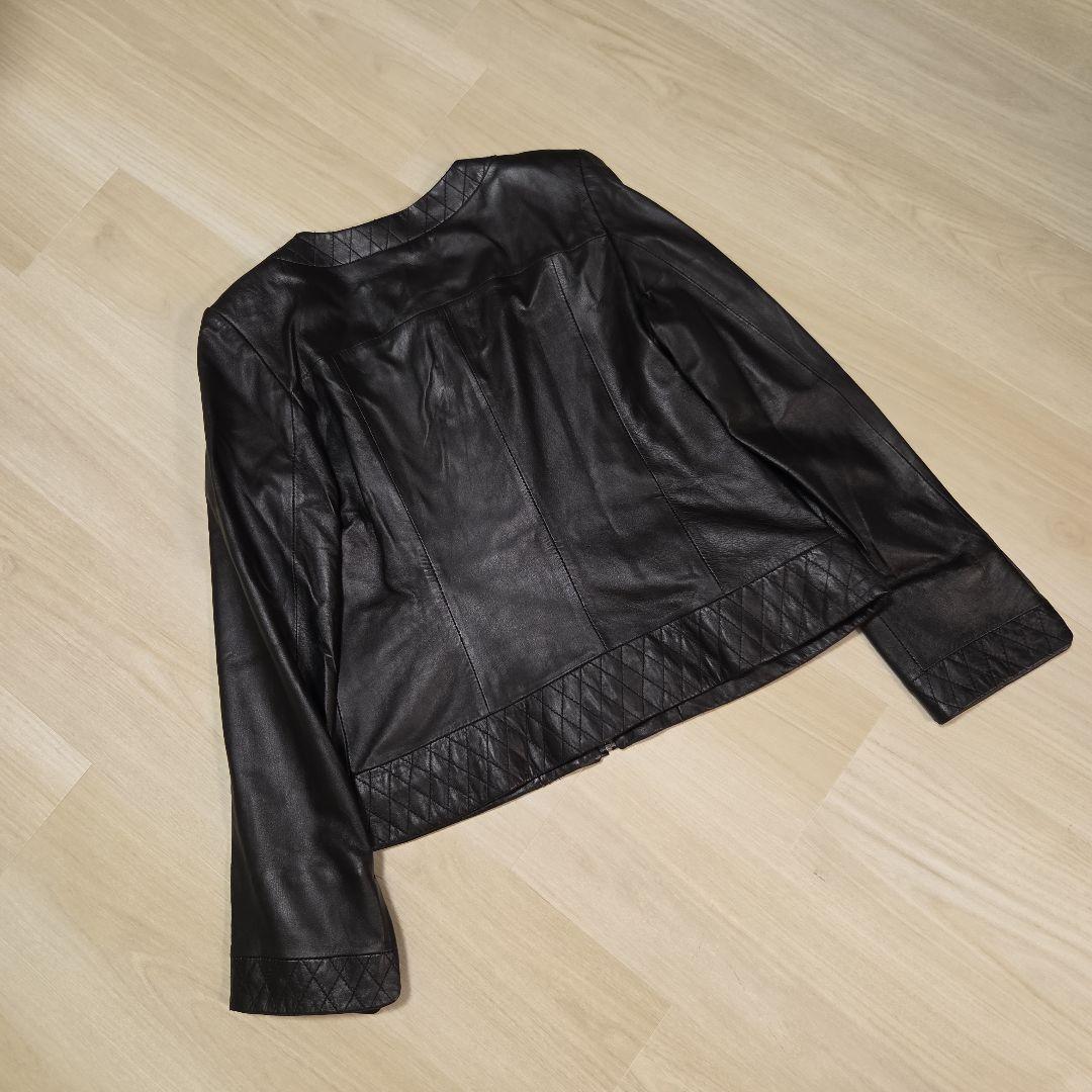 【美品】黒レザー羊革ジャケット キルティングデザイン