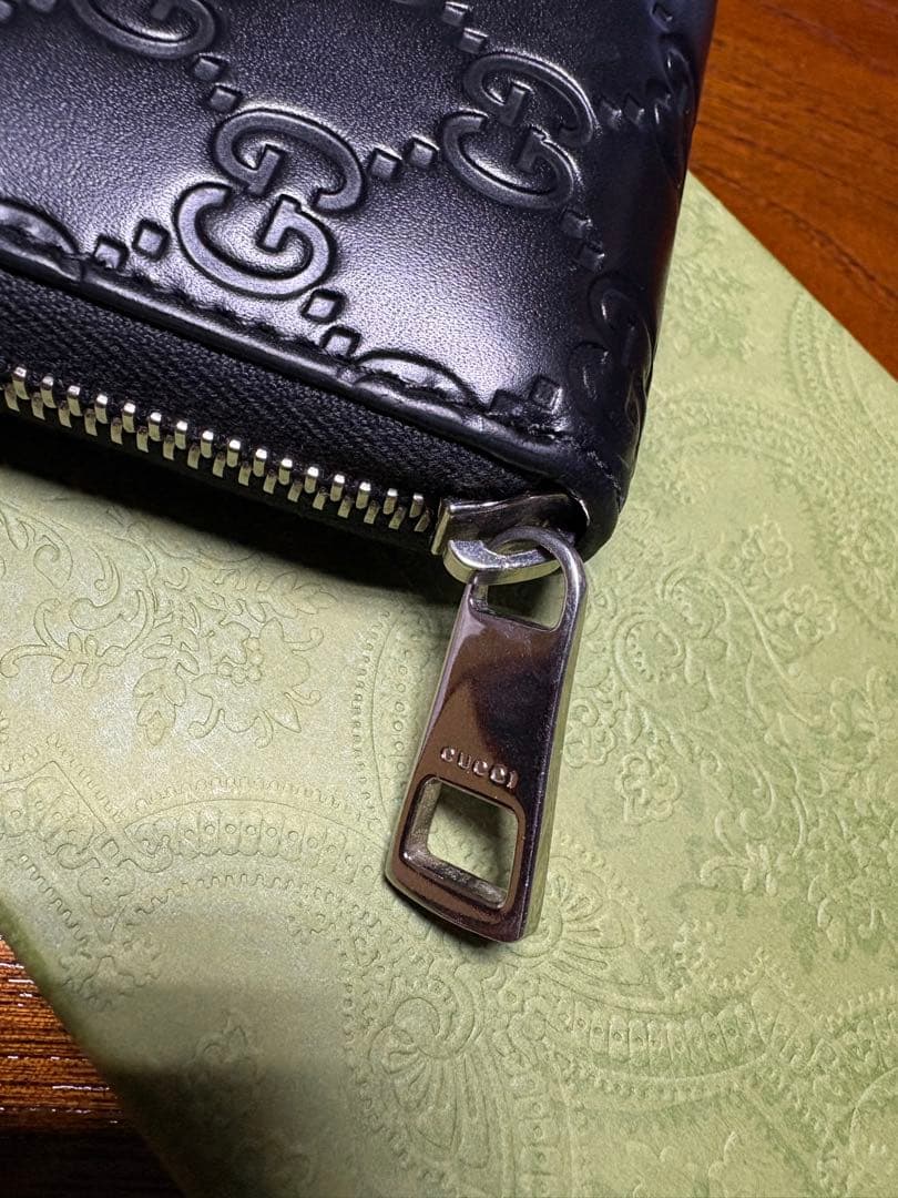 GUCCIグッチ 長財布 ラウンドファスナー GGロゴ ブラック