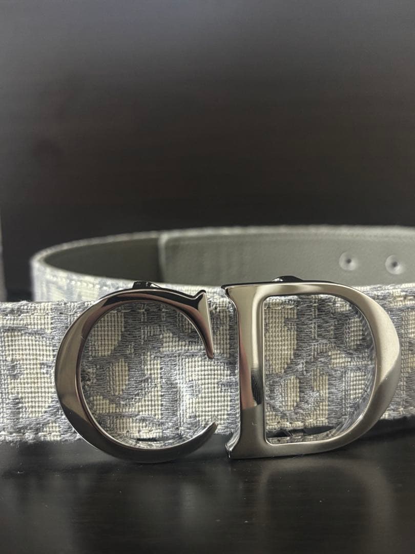 Dior グレー レザーベルト 90cm