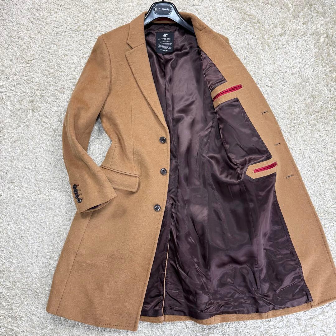 美品　ラブレス　メンズ　チェスターコート　キャメル　ウール　アウター　秋冬　S