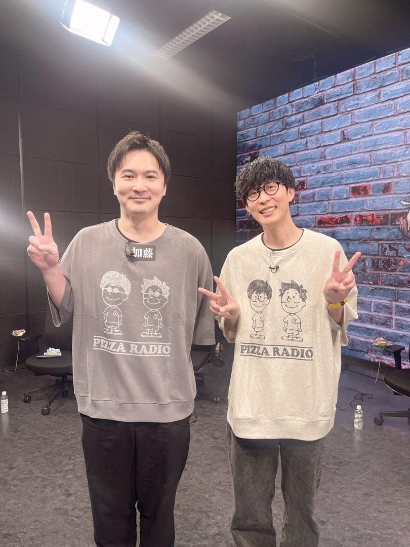 【じのりさま白灰2枚セット】ピザラジオ 半袖 スウェット Tシャツ XL グレー