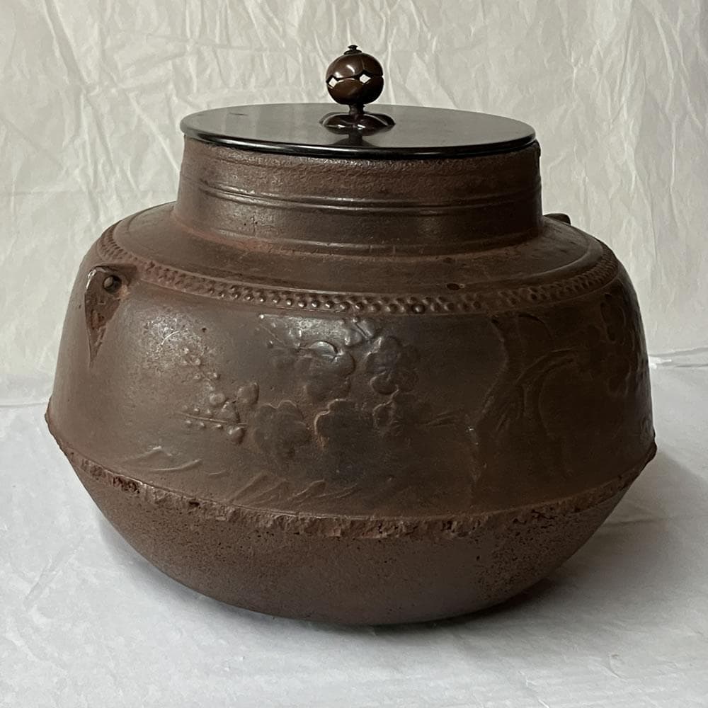 F1396 天猫作 甑口釜 大西清右衛門 識箱 茶釜 時代 古釜 茶道具
