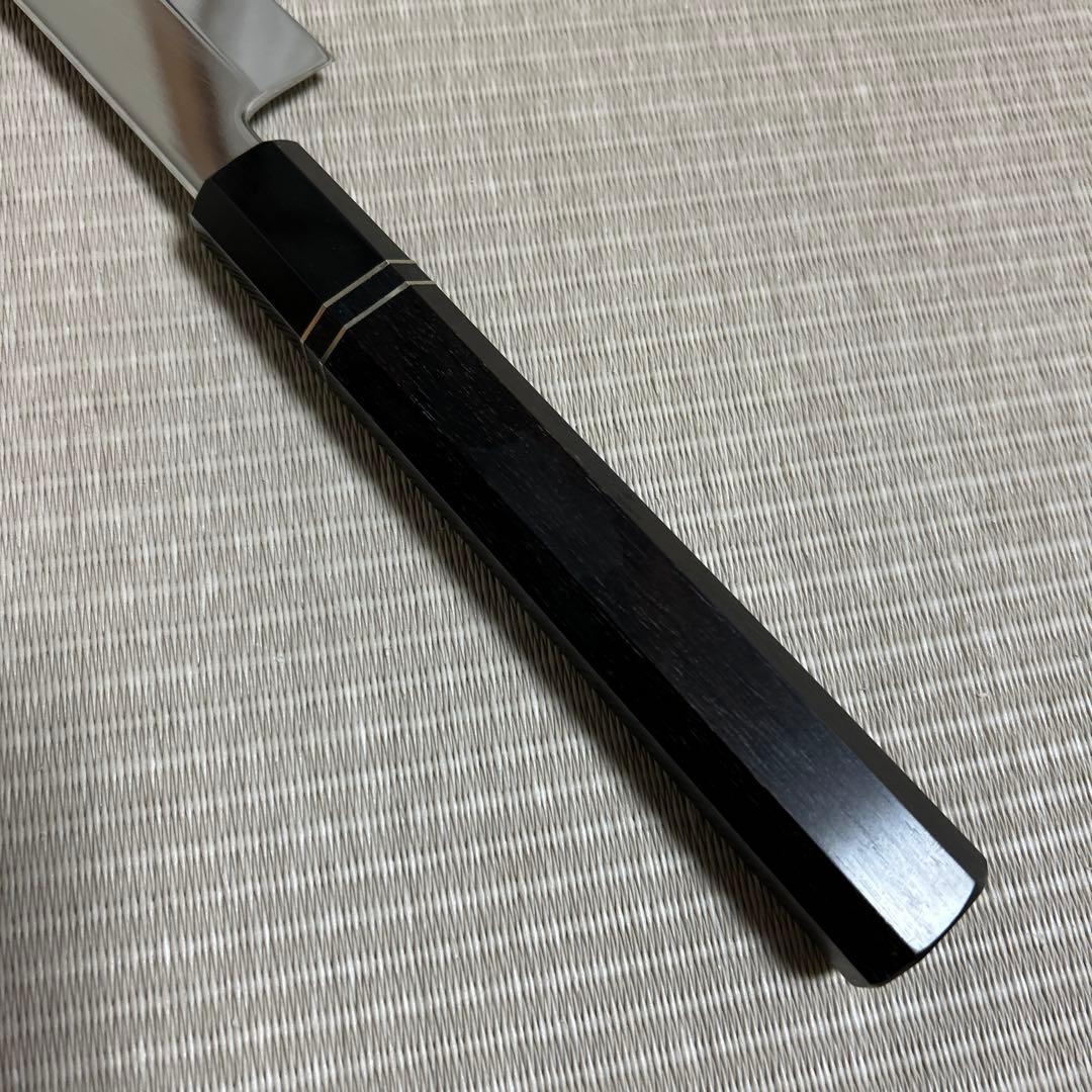 切り付け　尺二　V金10号　本焼　柳刃　包丁　和包丁　鏡面　黒檀黒水牛八角柄