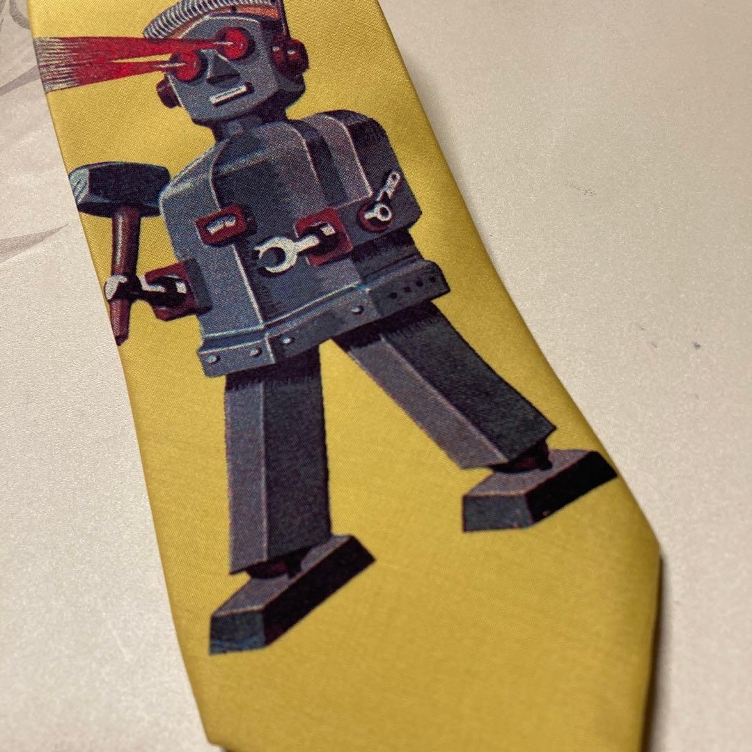 YOHJI YAMAMOTOヨウジヤマモト　ブリキ　ロボット柄　ネクタイ　シルク