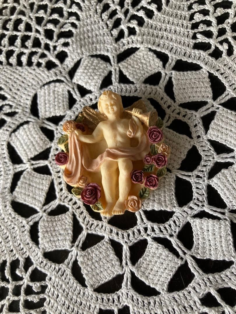 海外店ジャグカバー★レースドイリー10星形スカラップ&天使と薔薇マグネット新品