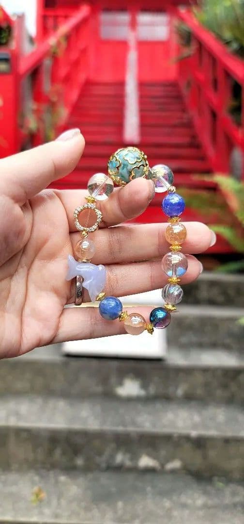 オーシャンブルードルフィン輝く未来へオルゴブレスレット