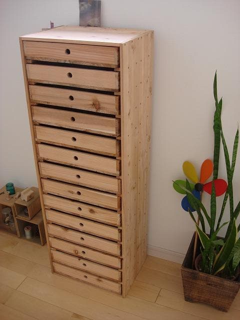 ★送料無料★サイズ変更可能★A4丸穴14段小引き出し/無垢材オーダー可能 木製