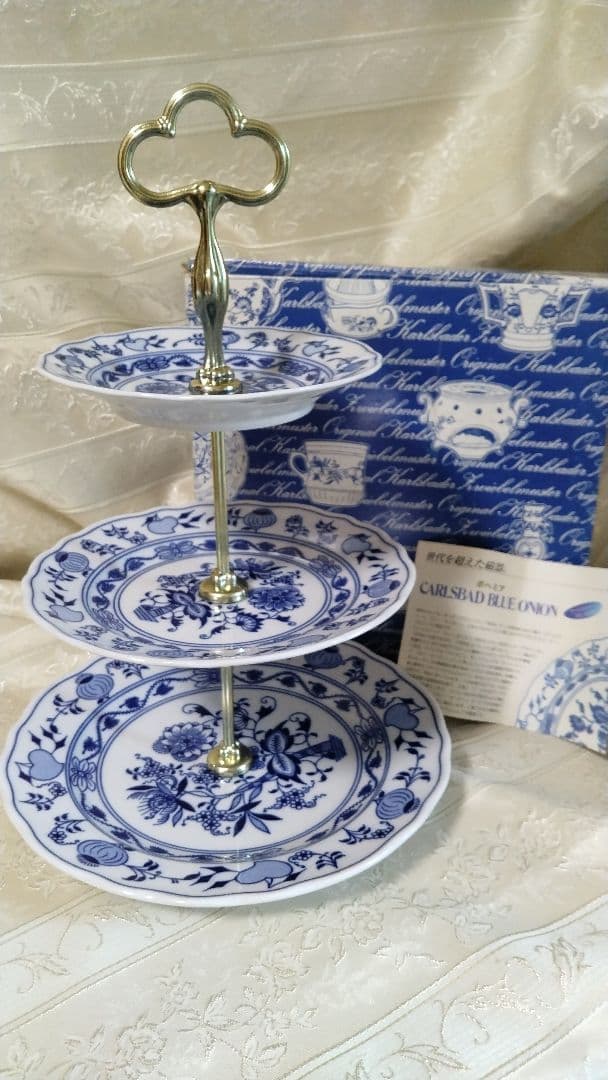 カールスバード ブルーオニオン 3段ケーキスタンド