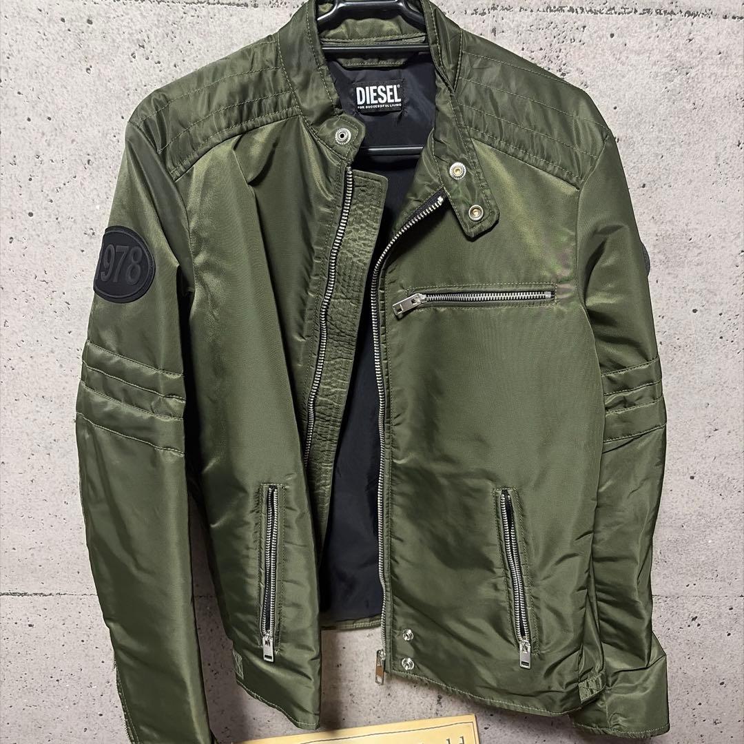 DIESEL シングルライダースジャケット オリーブ