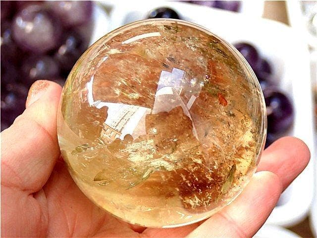 AAA級【金運UP】★天然シトリン丸玉 B1124/YS/585A