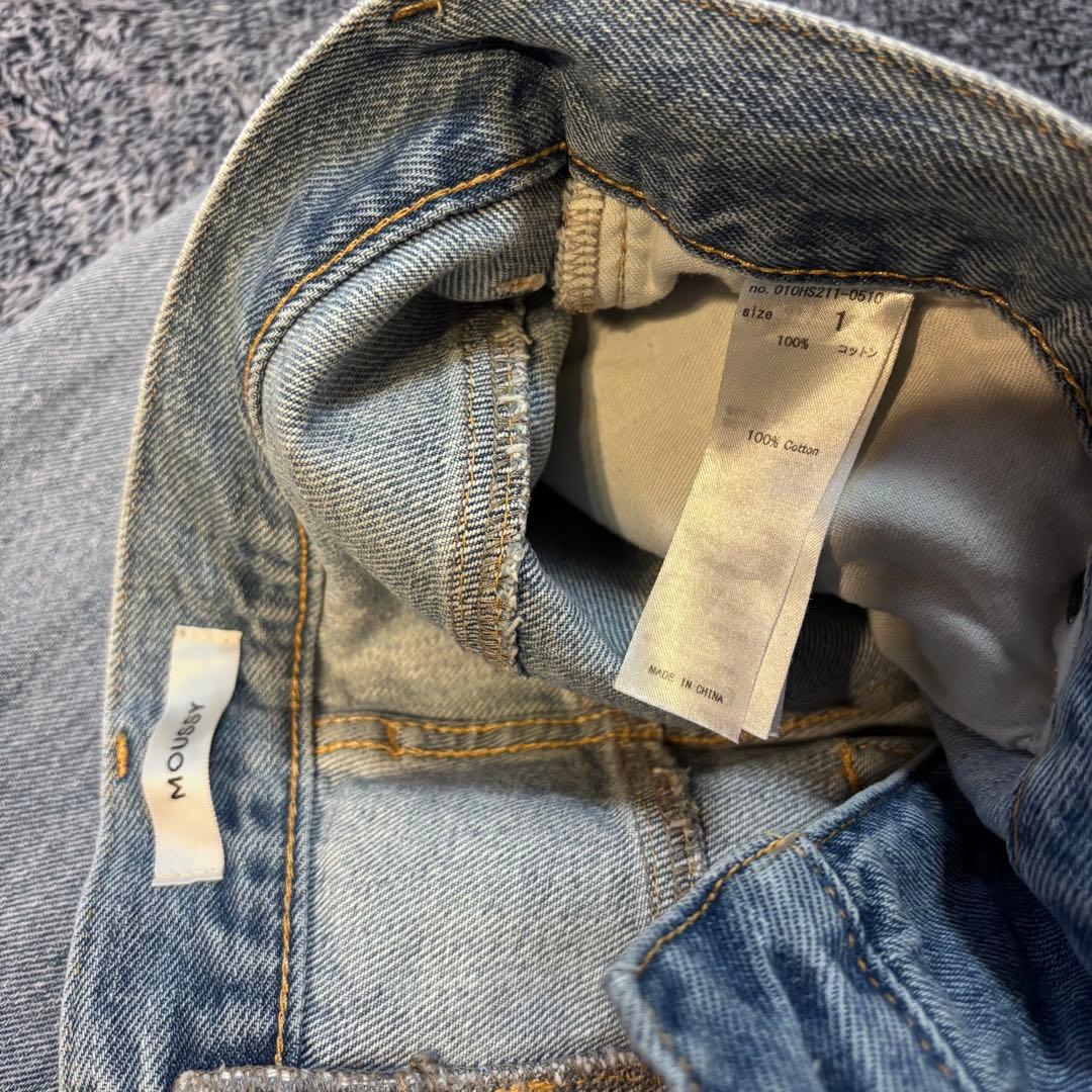 MOUSSY CROSS WAIST WIDE STRAIGHT デニムパンツ