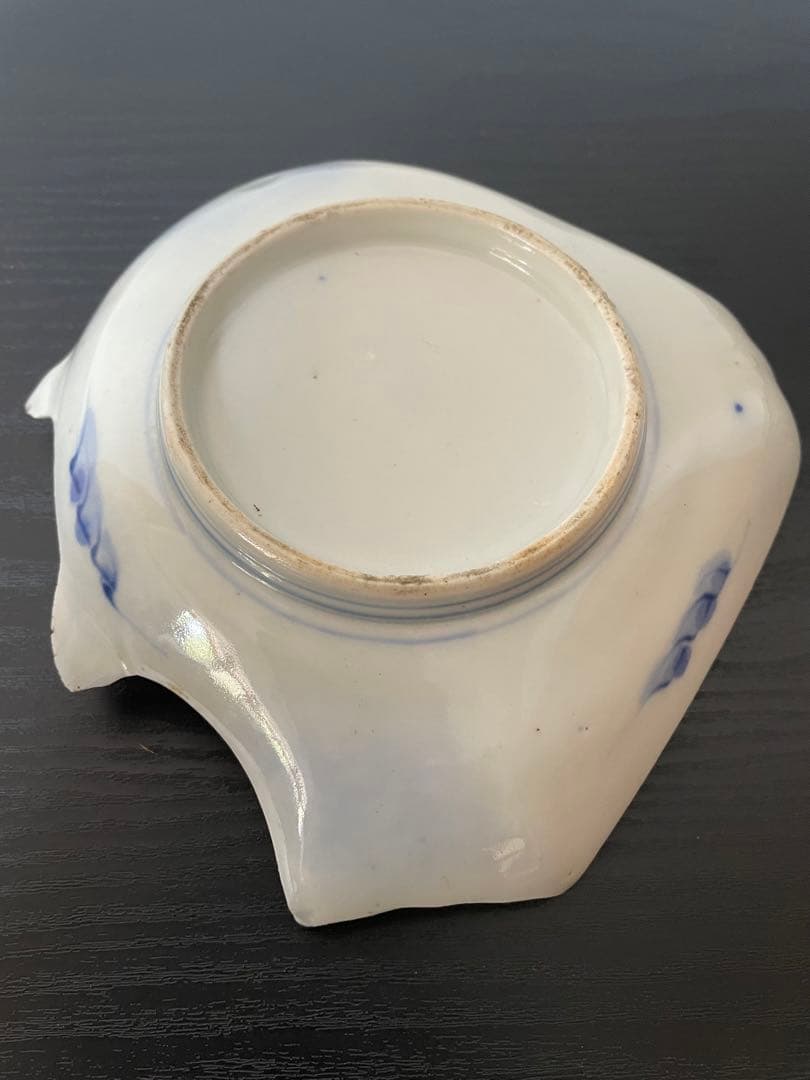 珍品　貴重品　古伊万里染付　変形平皿　美品　飾り皿　めで鯛皿　アンティーク