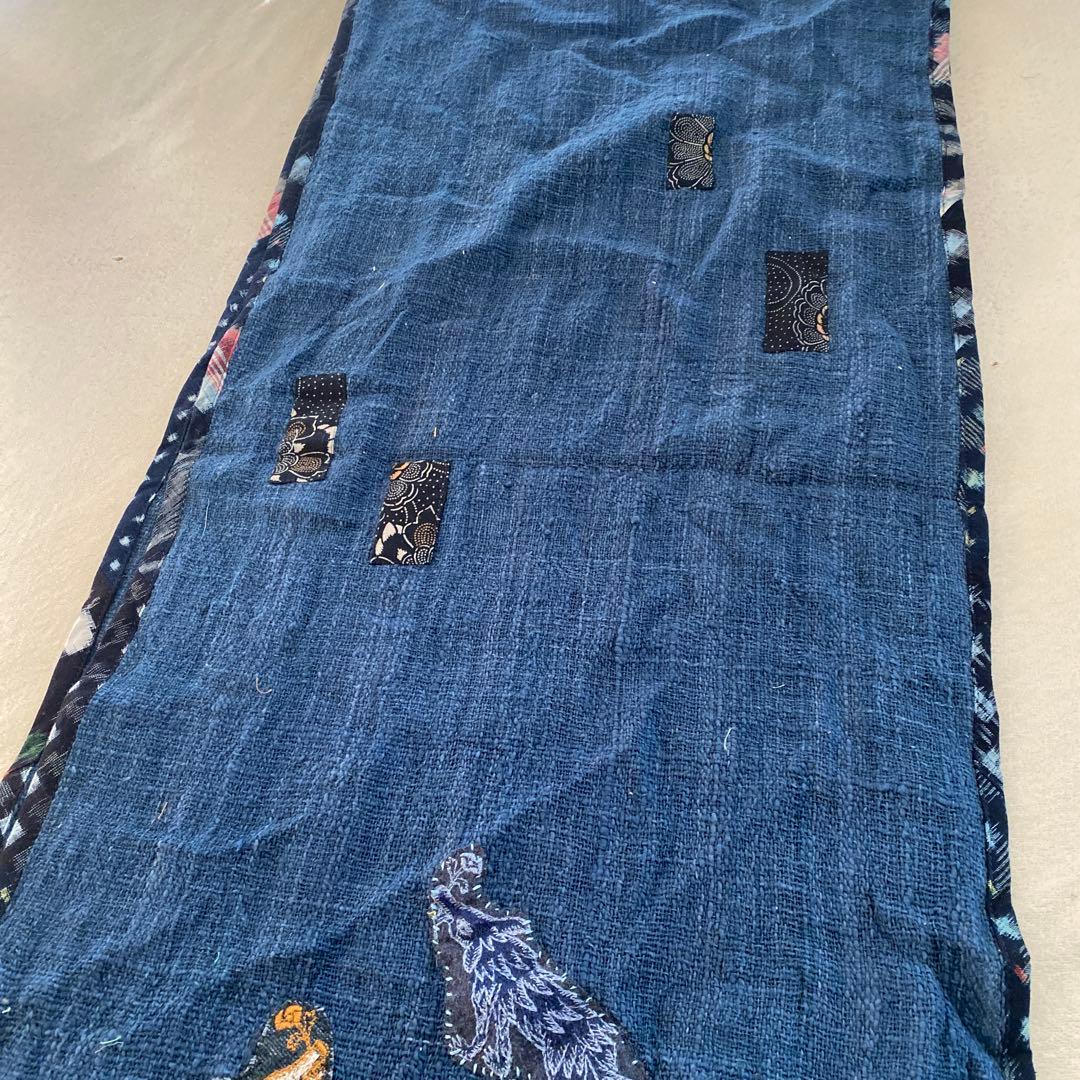 ミナペルホネン ウルフ　ヴィンテージ藍染刺し子　ストール　一点物　手作り