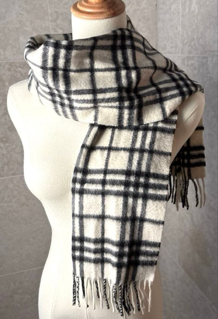 BURBERRY バーバリー ノバチェック マフラー カシミヤ ホワイト