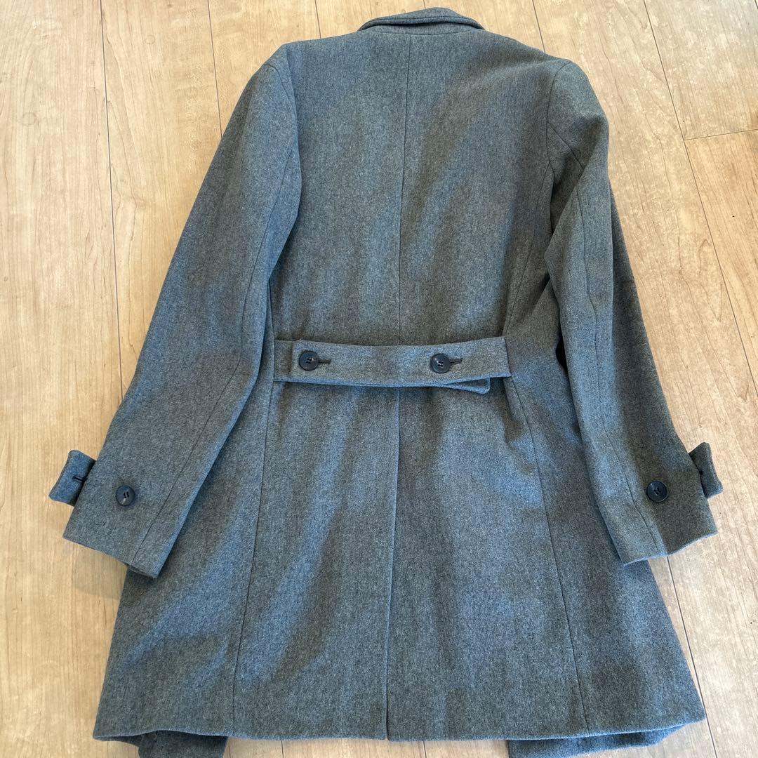 【定価6万円】グレー ウール混紡 シングルブレスト コート　肉厚生地　冬用