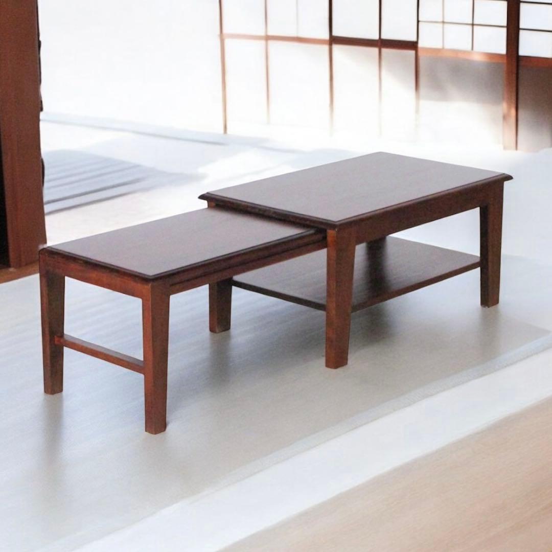 M 新品 アジアン 伸長式 テーブル ローテーブル アンティーク 座卓 天然木