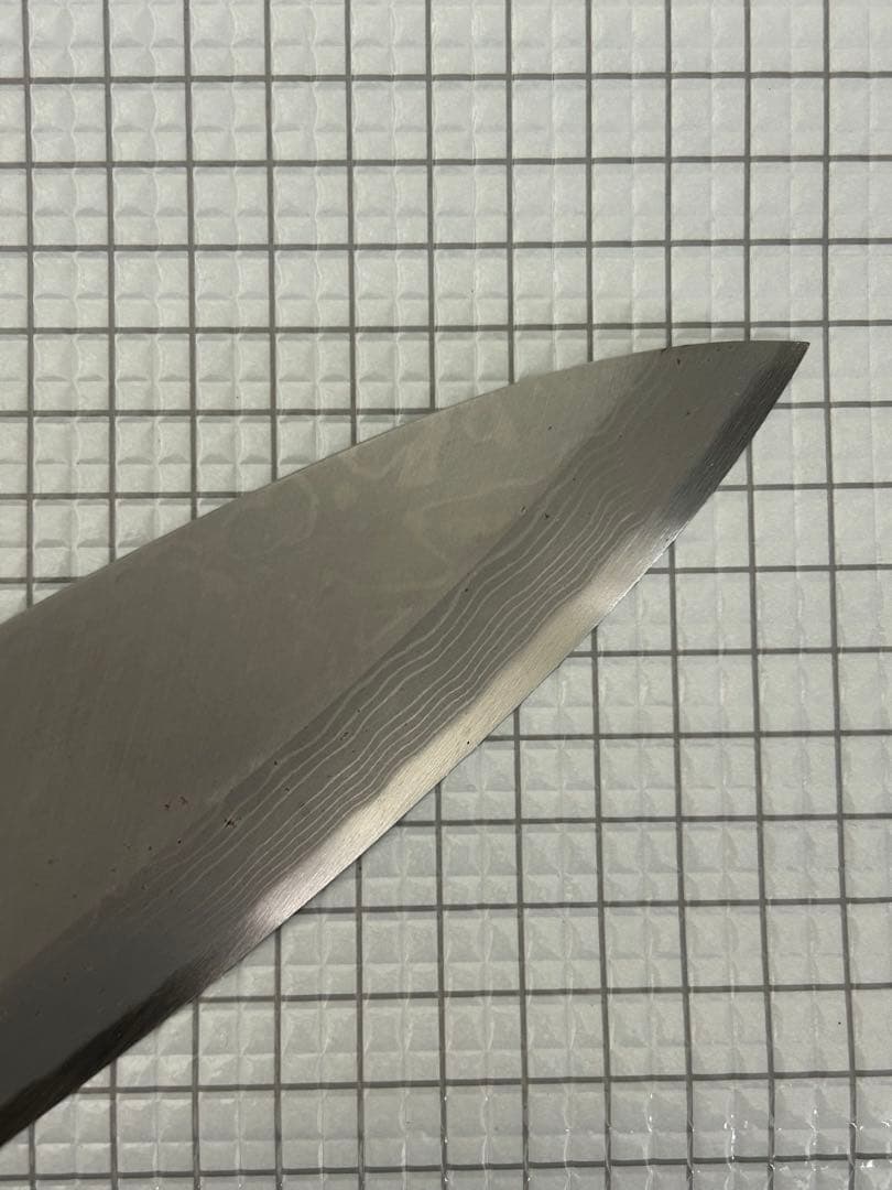 包丁 出刃 ダマスカス 安来鋼白紙２号 180mm 紫檀シノギ柄