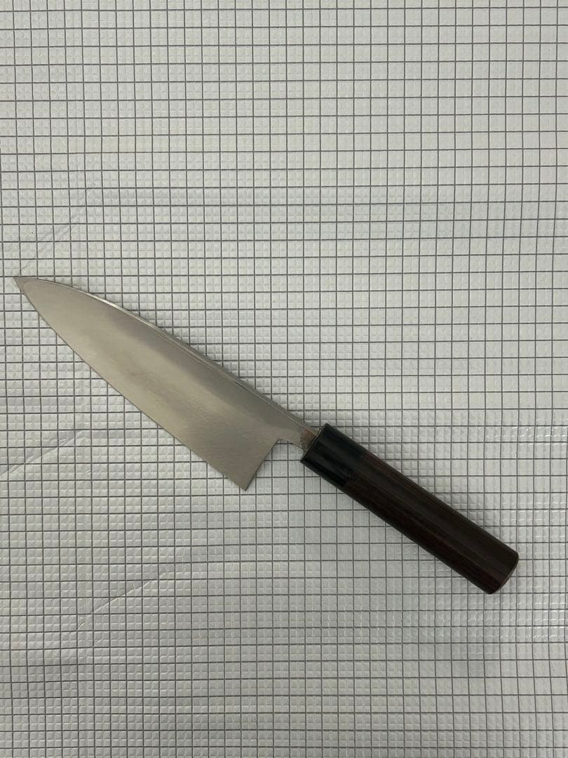 包丁 出刃 ダマスカス 安来鋼白紙２号 180mm 紫檀シノギ柄