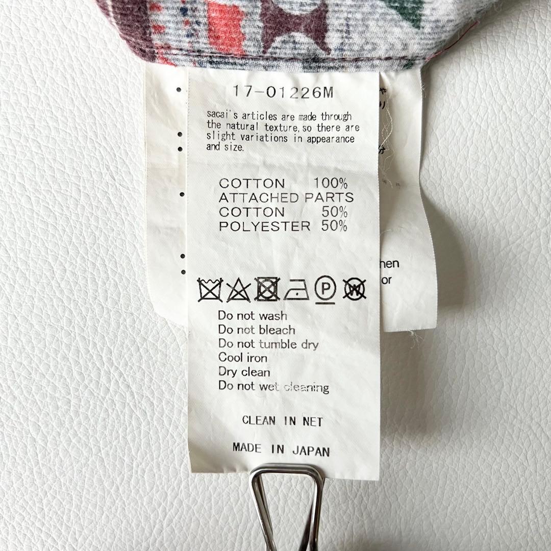 3203【美品】サカイ　コーデュロイシャツ ブルゾン　総柄　民族柄　S