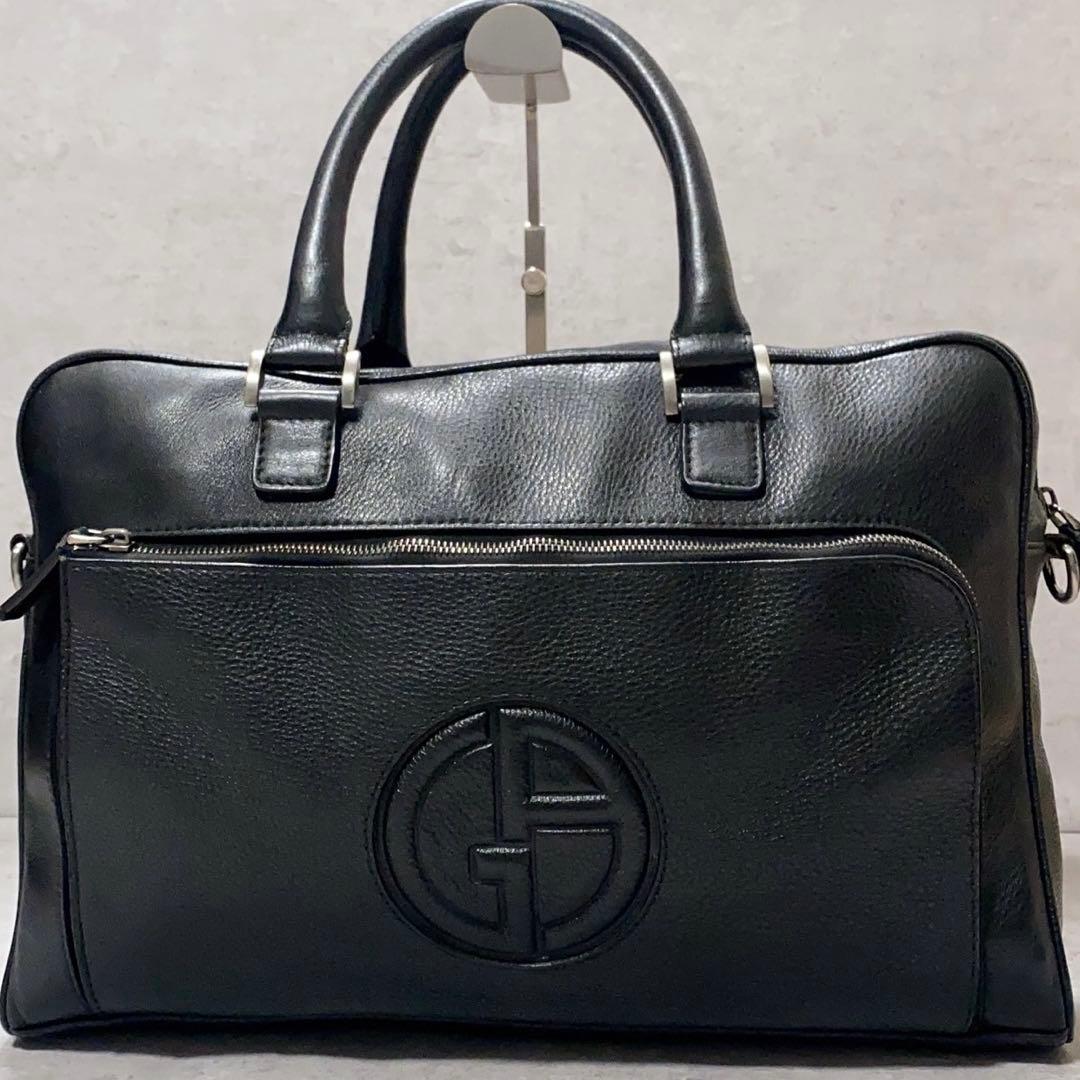 極美品✨ジョルジオアルマーニ トートバッグ 2way 大容量 A4収納 ブラック