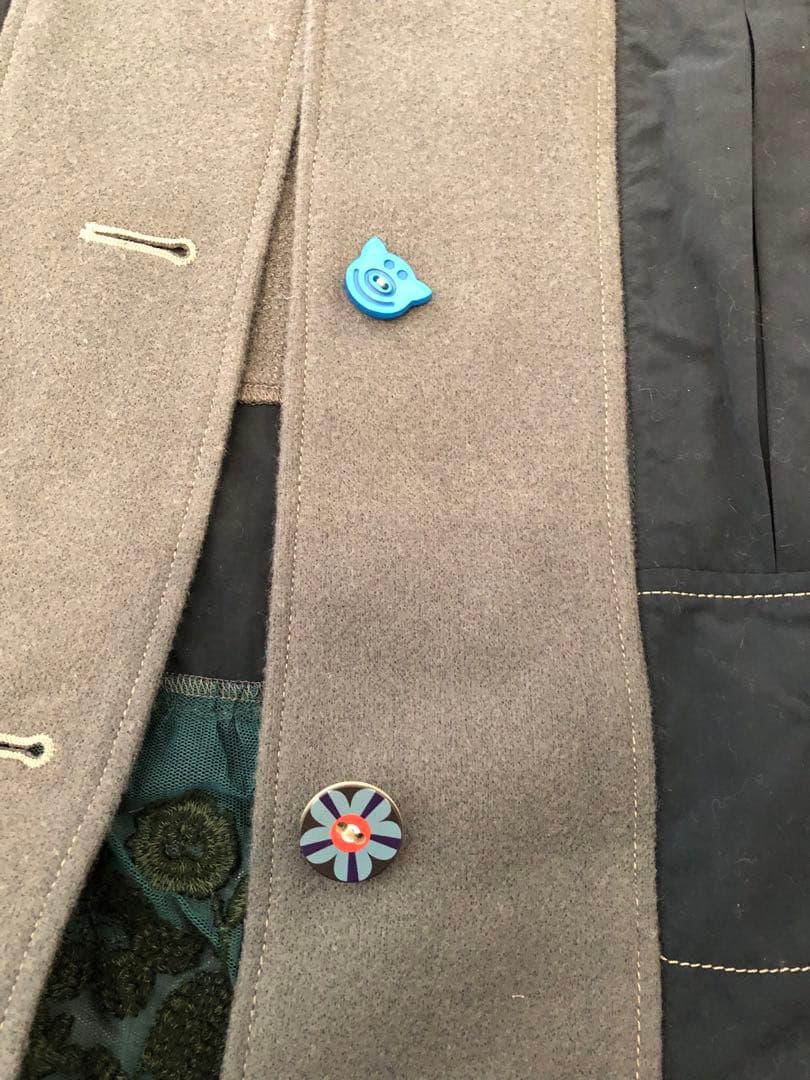 新品　グレーとネイビーのロングコート　オレボレブラ
