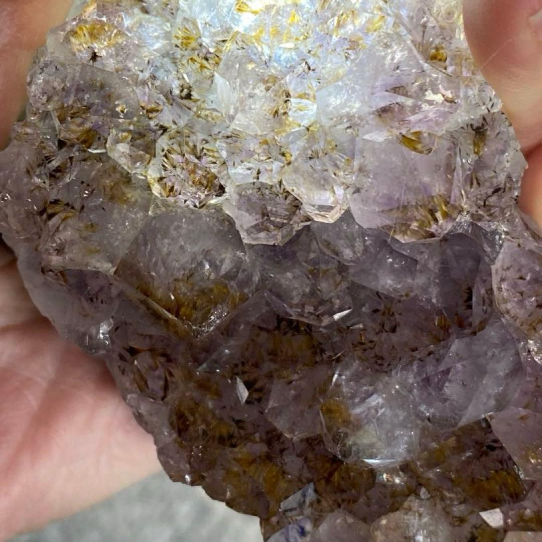 ② カコクセナイト アメジスト タイチンルチル 天然石 クラスター 原石