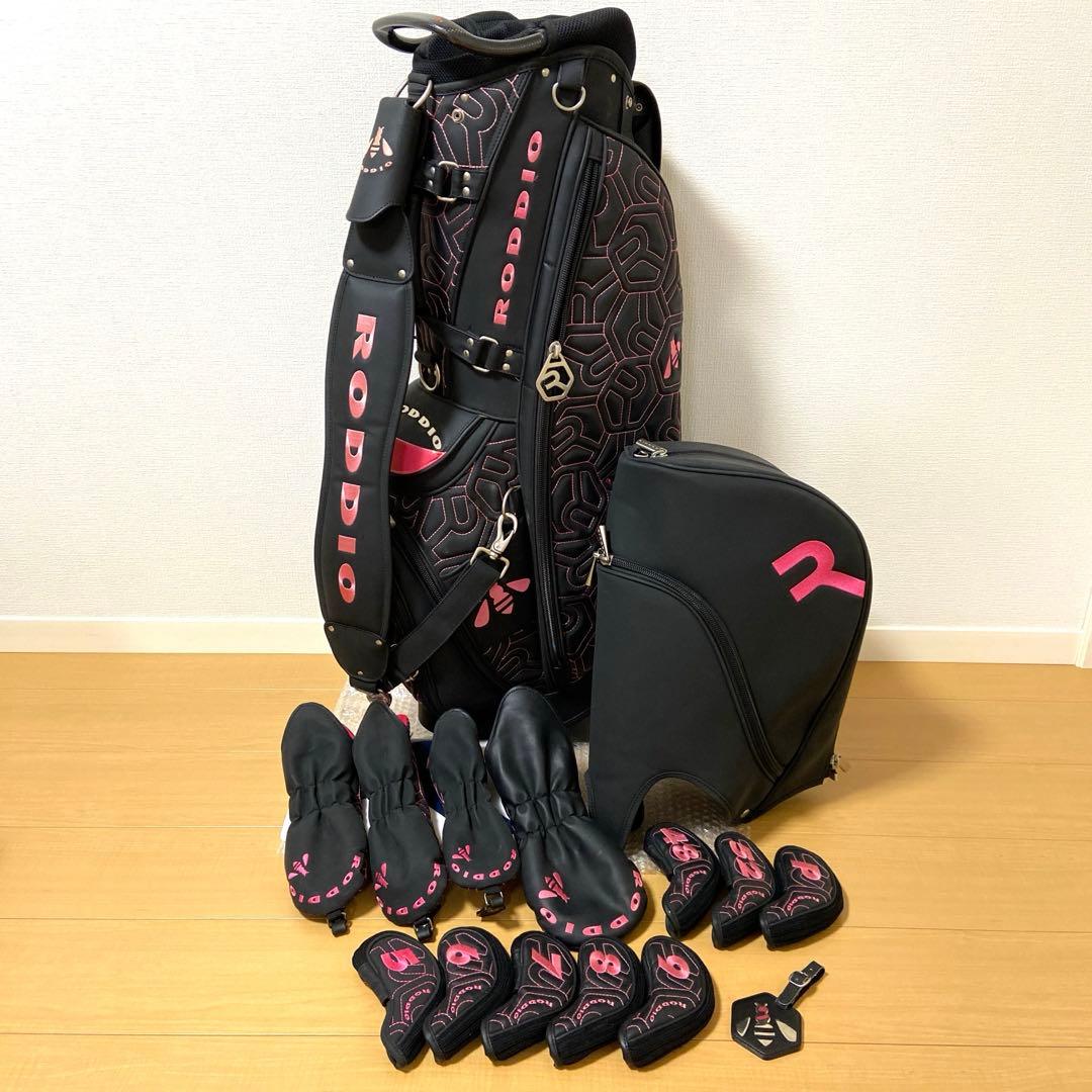 RODDIO キャディバッグ＋ヘッドカバー　黒/ピンク　中古　現状お渡し