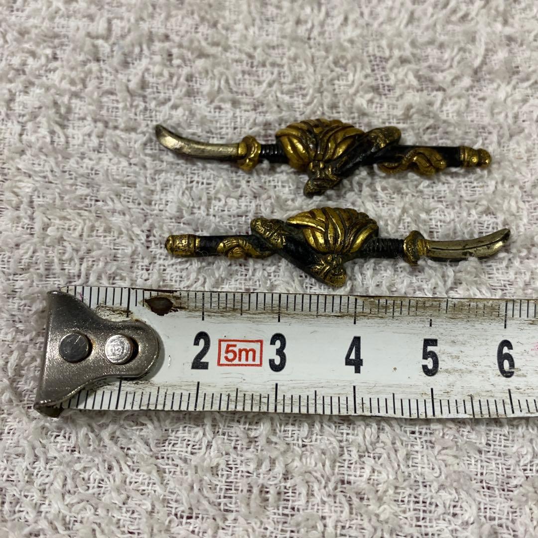 B-33 目貫　金象嵌　木箱付き　武具　刀装具　刀　美術品　工芸品　装飾品