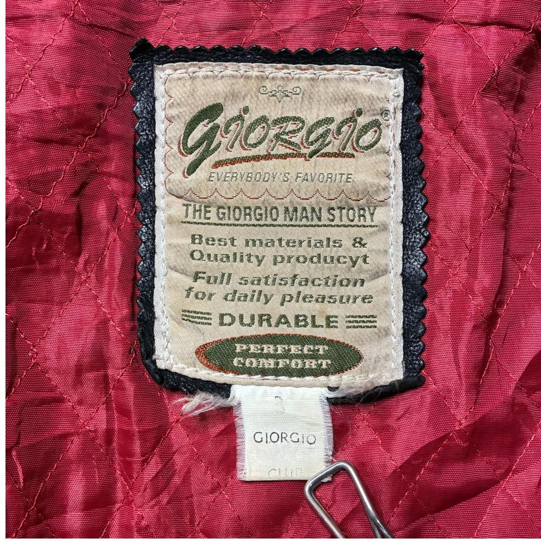 【激レア】90s GIORGIO レザーライダース 稲妻 ワッペン 刺繍 短丈