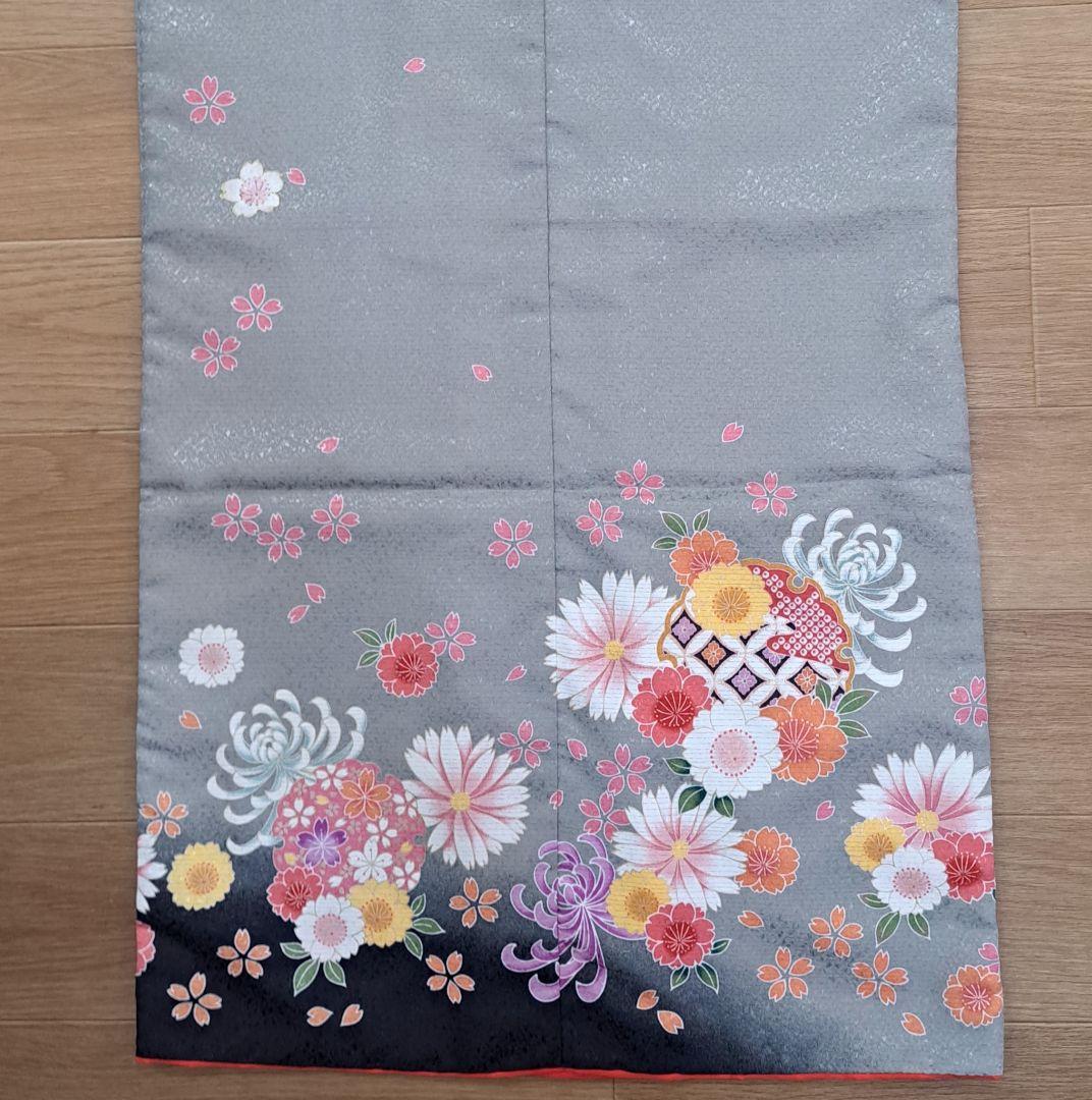 専用 新品未使用 フルセット 七五三着物 七歳祝着(グレー裾黒に菊柄)