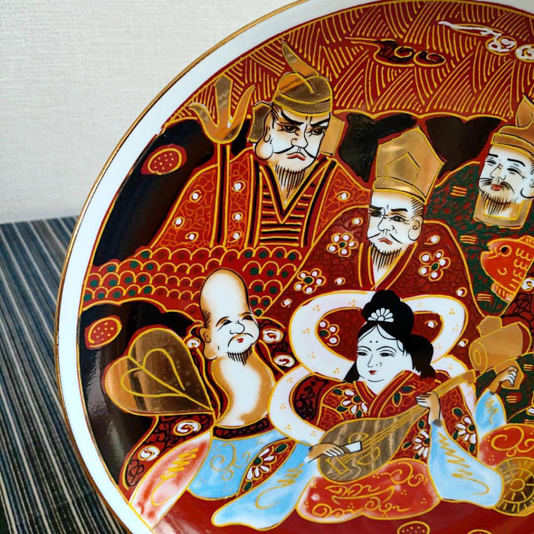 【新品】金彩盛絵七福神飾り皿10枚 開運 招福 縁起物 飾皿 金飾 和皿 福物
