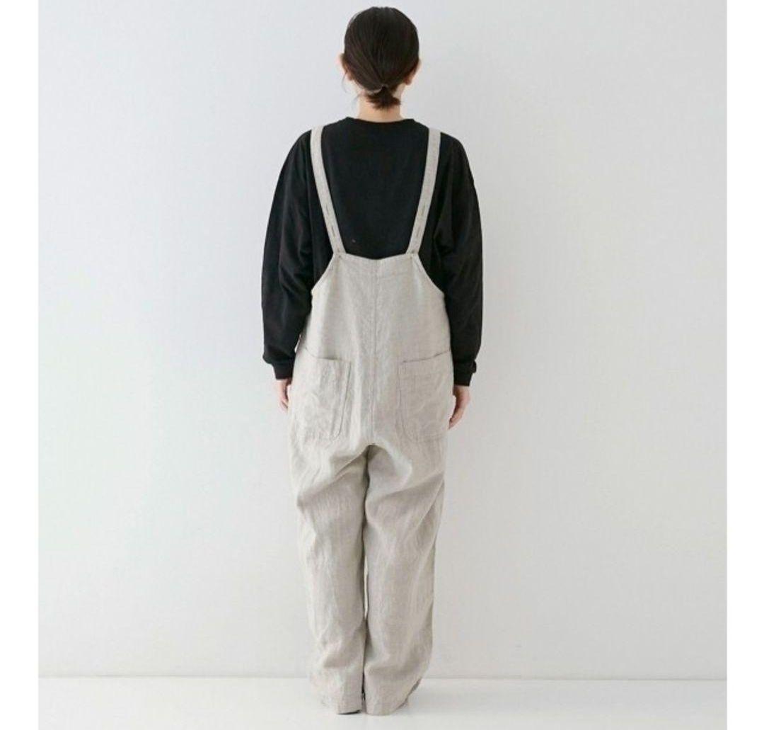nest Robe ブラックリネン起毛オーバーオール