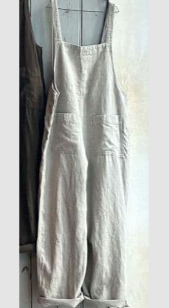 nest Robe ブラックリネン起毛オーバーオール