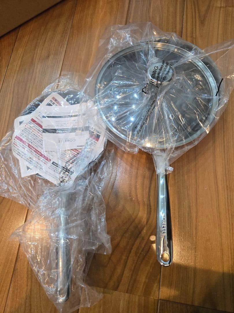 CORELLEフライパン20cm、24cm、ガラス蓋3点セット